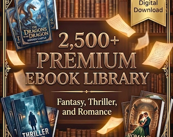 2500+ Premium Fiction Ebook Library Digital Bundle | Fantasy Romance Thriller MOBI Novels Instant Download Complete Book Archive