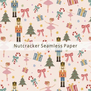 Digitales Weihnachtspapier „Nussknacker“, handgezeichnetes nahtloses Pastellmuster