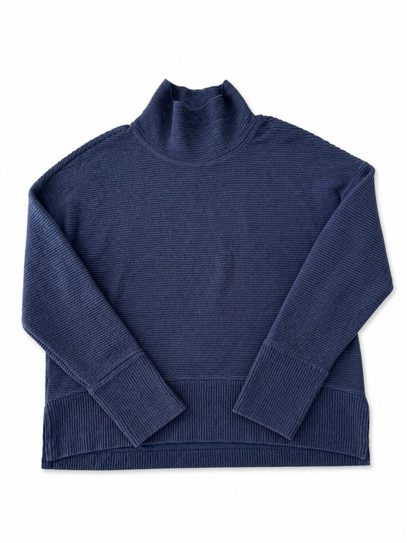 Calia Navy Blue Ribbed Turtleneck Sweater image 1