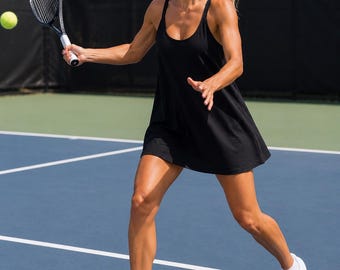 Halara Black Racerback Athletic Dress with Built In Shorts Size 1X EUC
