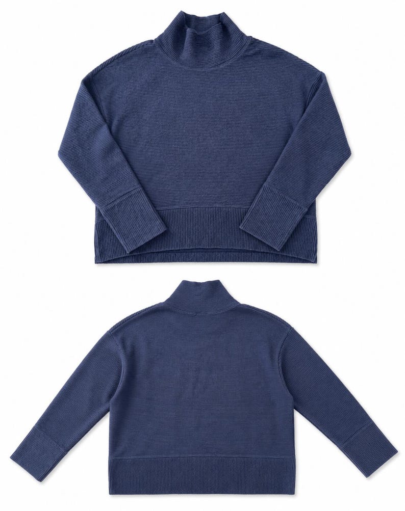 Calia Navy Blue Ribbed Turtleneck Sweater image 3