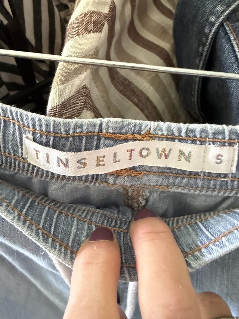 TINSELTOWN Light Blue Wide Leg Tencel Cotton Blend Denim Pants Size S EUC image 3