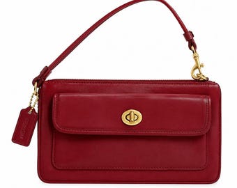 Coach Y2K Classic Red Leather Wristlet Handbag