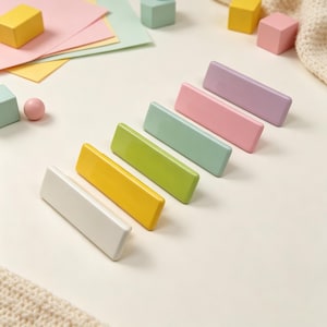 Colorful solid wood strip handles,children's room furniture handles,drawer and cabinet door handles,wooden drawer handles
