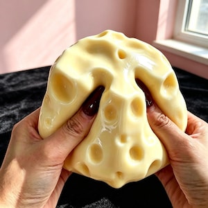 Giant Cheese Squishy, Slow Rising Fidget Toy, Realistic Cheese Stress Relief Toy, Soft Squeeze Sensory Toy