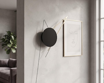 Minimalist acrylic wall clock, modern abstract art timepiece for contemporary living room decor, Japandi style geometric home accent