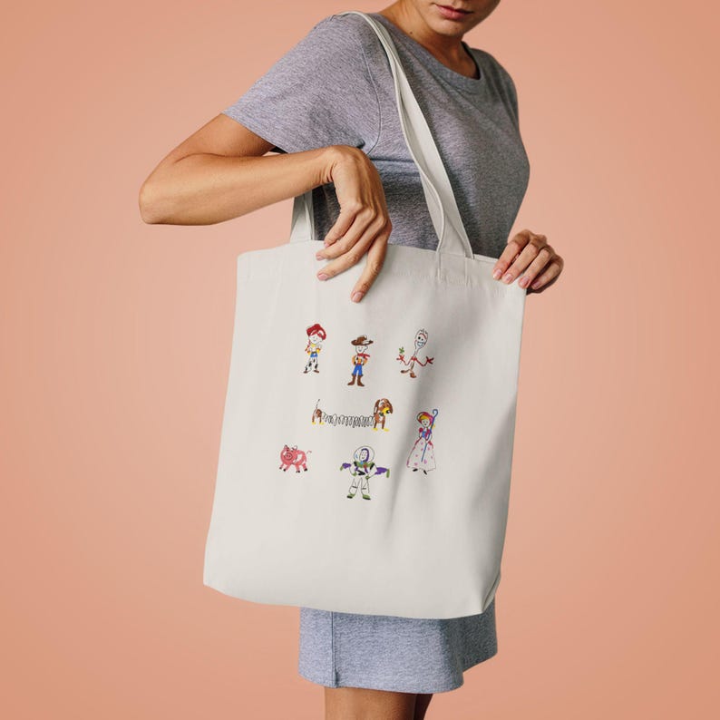Toy Story Characters Tote Bag | Woody Buzz Jessie Bo Peep Alien Tote image 9