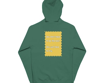 Sudadera con capucha y cremallera de dinosaurio / Frase motivadora para la espalda, forro polar verde bosque