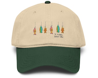 Gorra con diseño de trío de peces colgantes para el Día del Padre / Gorra de béisbol lavada