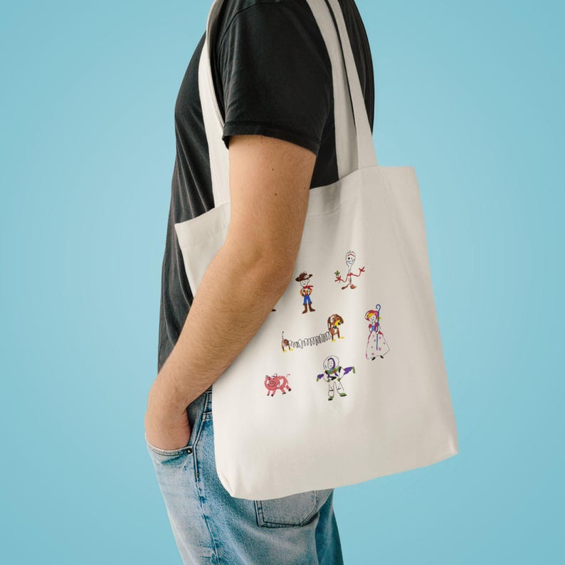 Toy Story Characters Tote Bag | Woody Buzz Jessie Bo Peep Alien Tote image 4