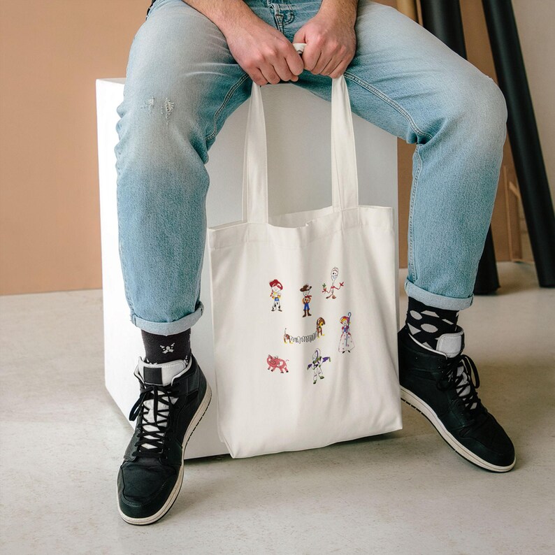 Toy Story Characters Tote Bag | Woody Buzz Jessie Bo Peep Alien Tote image 5