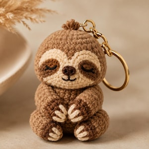Crochet Sloth Keychain Pattern PDF, Amigurumi Animal Tutorial (English)