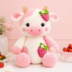 Virkmönster för jumbojordgubbsko i PDF-format | Amigurumi-plyschhandledning (digital nedladdning)