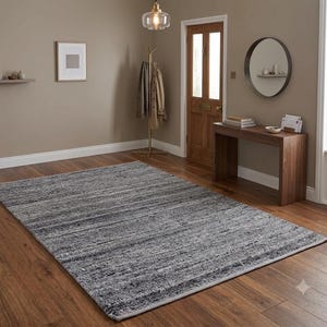 Alfombra de lana gris carbón texturizada / Alfombra gris pizarra / Alfombra de bucle jaspeada tejida a mano / Estilo industrial minimalista moderno, tamaño personalizado