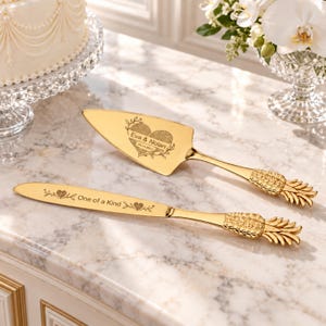 Gepersonaliseerde taartmes- en serveerset, goud of zilver, bruiloftssnijset, cadeau voor een vrijgezellenfeest
