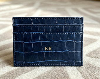 Personalized Crocodile Card Holder, Custom Wallet, Gift for Her, New Wedding Gift, Bridesmaid Gift, Wedding Favor, Minimalist Card Case