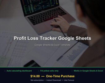Profit Loss Tracker Google Sheets | Profit Loss Tracker Spreadsheet | General Template | Google Sheets
