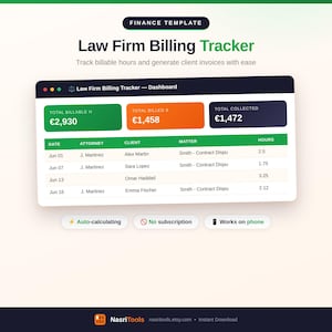 Invoice Template Google Sheets | Law Firm Billing Tracker Google Sheets | Law Firm Billing Spreadsheet | General Template | Google Sheets