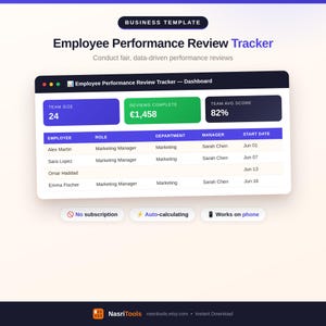 HR Template Google Sheets | HR Tracker | Employee Performance Tracker Google Sheets | Employee Performance Tracker Spreadsheet