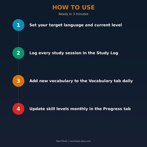 Language Learning Tracker Google Sheets | Language Learning Tracker Spreadsheet | General Template | Google Sheets image 3