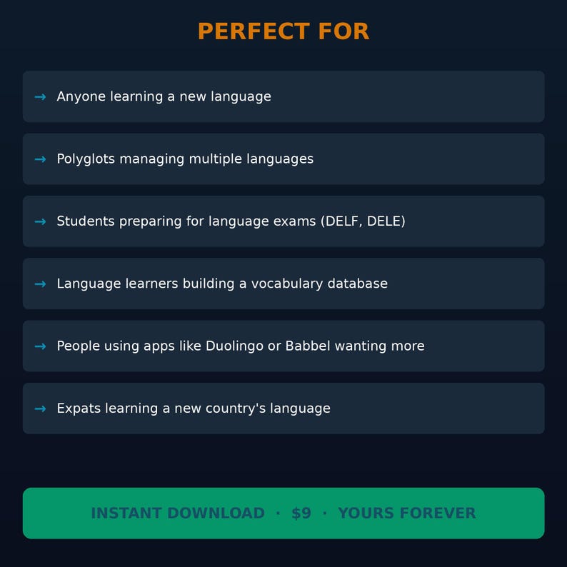 Language Learning Tracker Google Sheets | Language Learning Tracker Spreadsheet | General Template | Google Sheets image 5