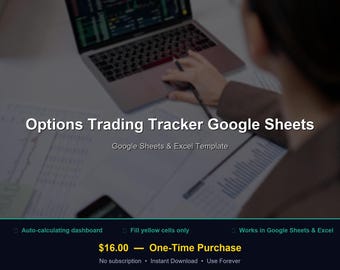 Options Trading Tracker Google Sheets | Options Trading Tracker Spreadsheet | General Template | Google Sheets