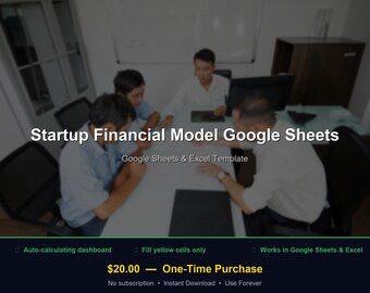 Startup Financial Model Google Sheets | Startup Financial Model Spreadsheet | General Template | Google Sheets