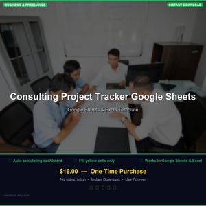 Consulting Project Tracker Google Sheets | Consulting Project Tracker Spreadsheet | General Template | Google Sheets