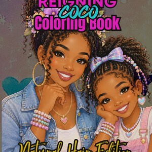 Mommy & Me Natural Hairstyles Coloring Book | Black Girls, Afro Puffs, Braids (Digital Download)
