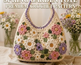 Daisy Meadow crochet Bag Pattern | Floral Shoulder Bag (PDF)