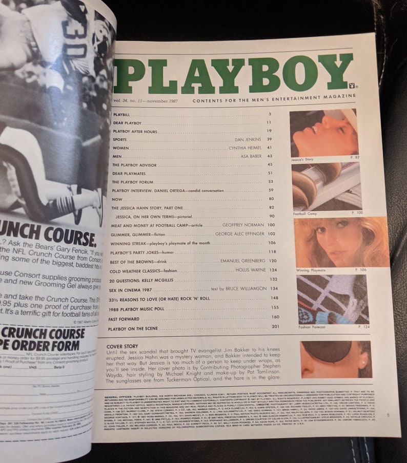 Jessica Hahn Playboy Magazine November 1987 VG Jim Bakker Nude | Etsy