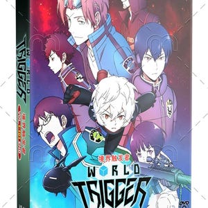 May include: A World Trigger DVD box set featuring anime characters on the cover. The artwork displays multiple figures in blue and red uniforms against a dark, starry background. The title World Trigger is printed in bold text with Vol 1-101 End.