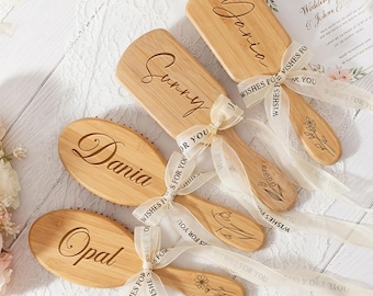Personalized Bamboo Hair Comb,Custom Wedding Hair Brush,Engraved Wooden Comb,Bridesmaid Gift,Wedding Favor,Gift for Mom,Birthday Gift