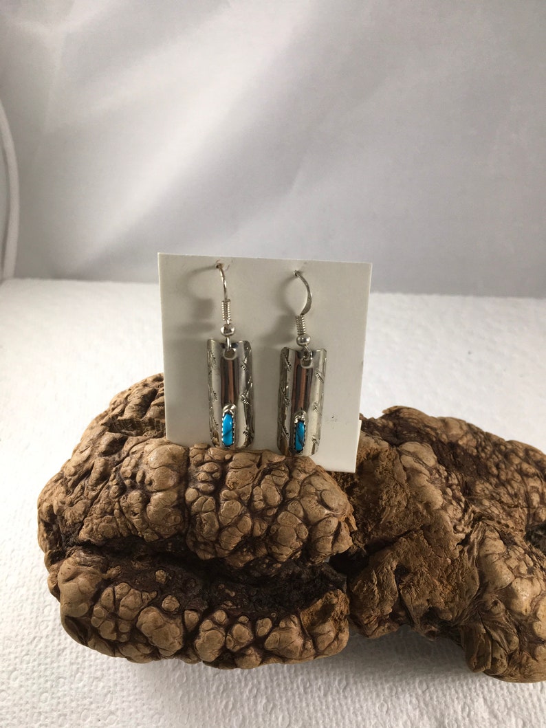 Navajo #169 Silver and Turquoise Earrings.