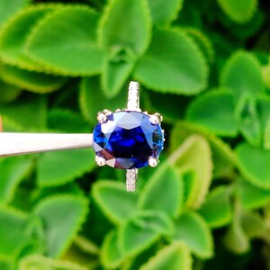 Royal Deep Blue Oval Lab-Grown Sapphire Ring, Sterling Silver, Modern Elegance