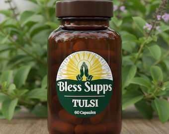 Suplemento de albahaca sagrada o tulsi orgánico, 60 cápsulas