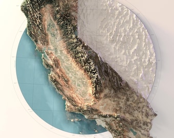 California Relief Map: Topographic Wall Art