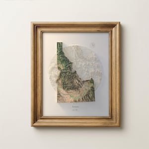 Idaho Shaded Relief Map: Satellite Imagery over Real Elevation Data, Natural Color Terrain Print image 5