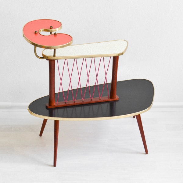 Red Plant stand, flower bench, Mid-Century flower bench, 60s plant stand, Mid Century modern plant stand 