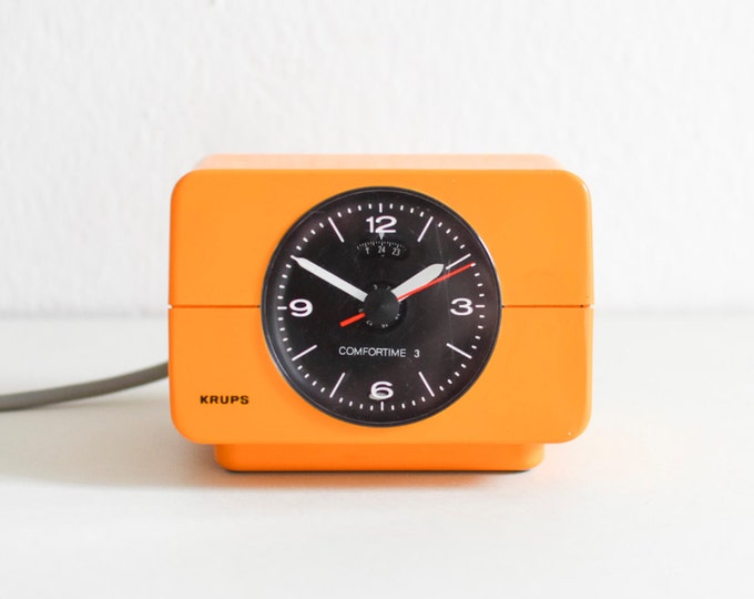 Vintage Krups Alarm Clock, Krups Clock, Krups Orange Clock, Space Age