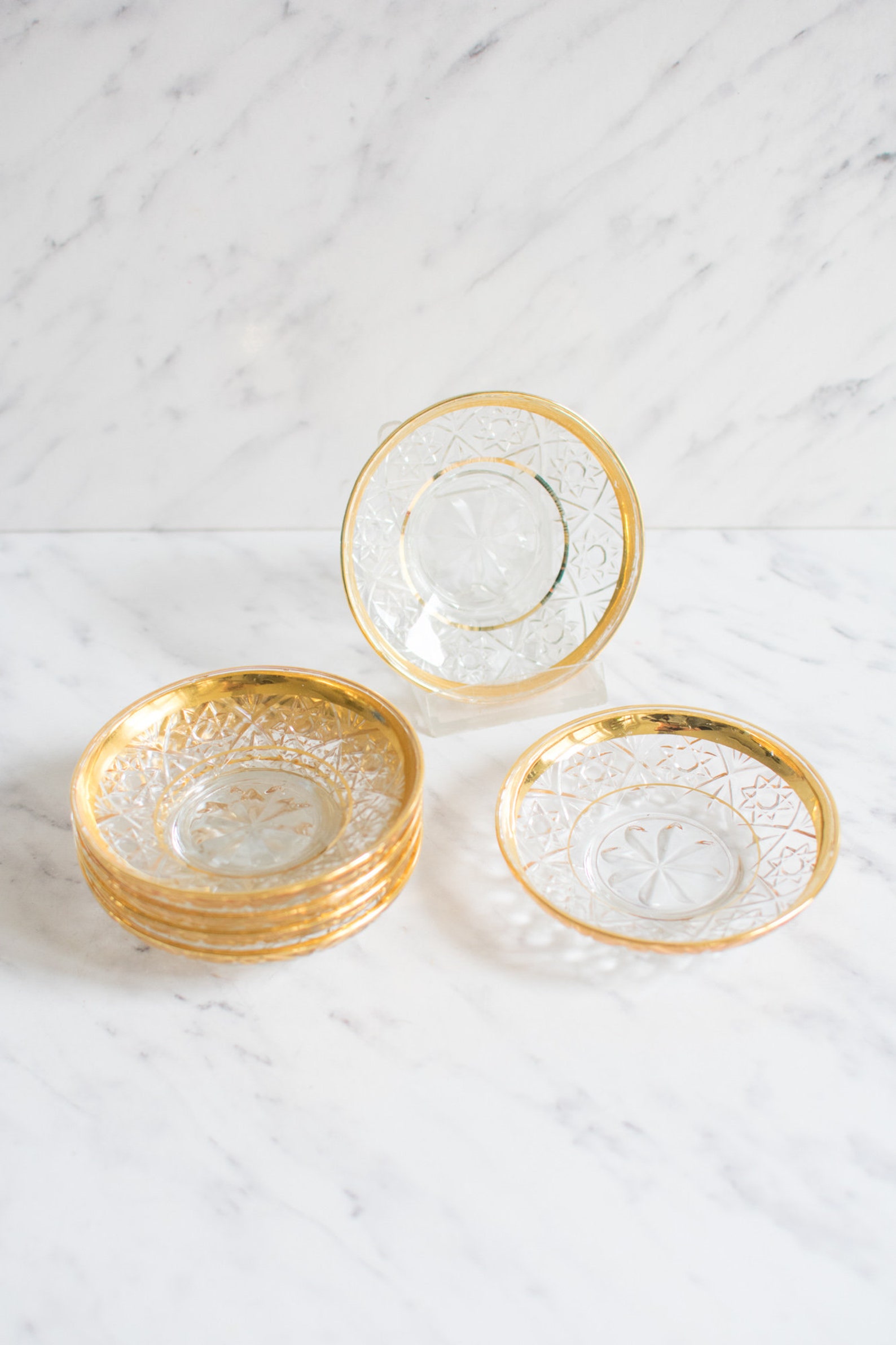 6 glass coasters with gold rim Etsy
