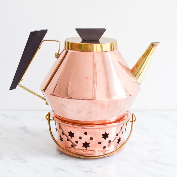 Vintage copper tea kettle tea pot tea pot warmer Mid-Century Modern 1960s