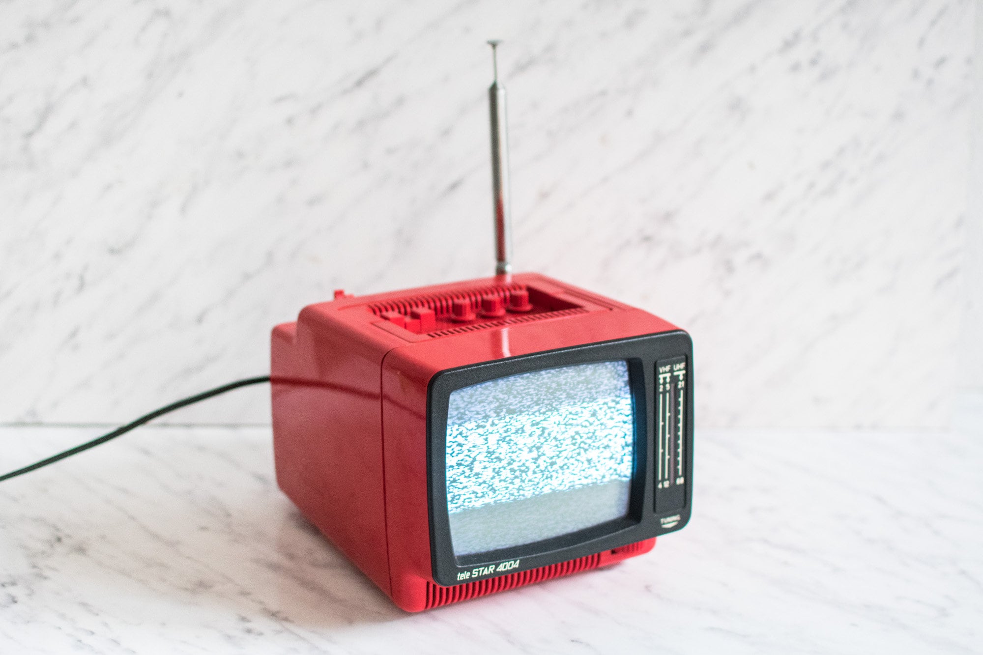 Portable 1970s Television Red Space Age TV 70s Portable Mini TV