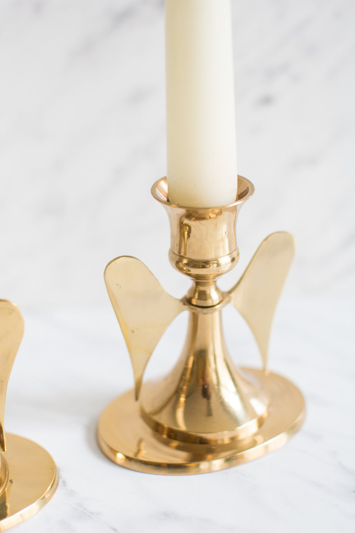 2 Brass Angel Candlestick Holder Etsy
