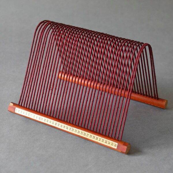 Vintage LP rack vinyl record storage West German wood Mid-Century 60s red
