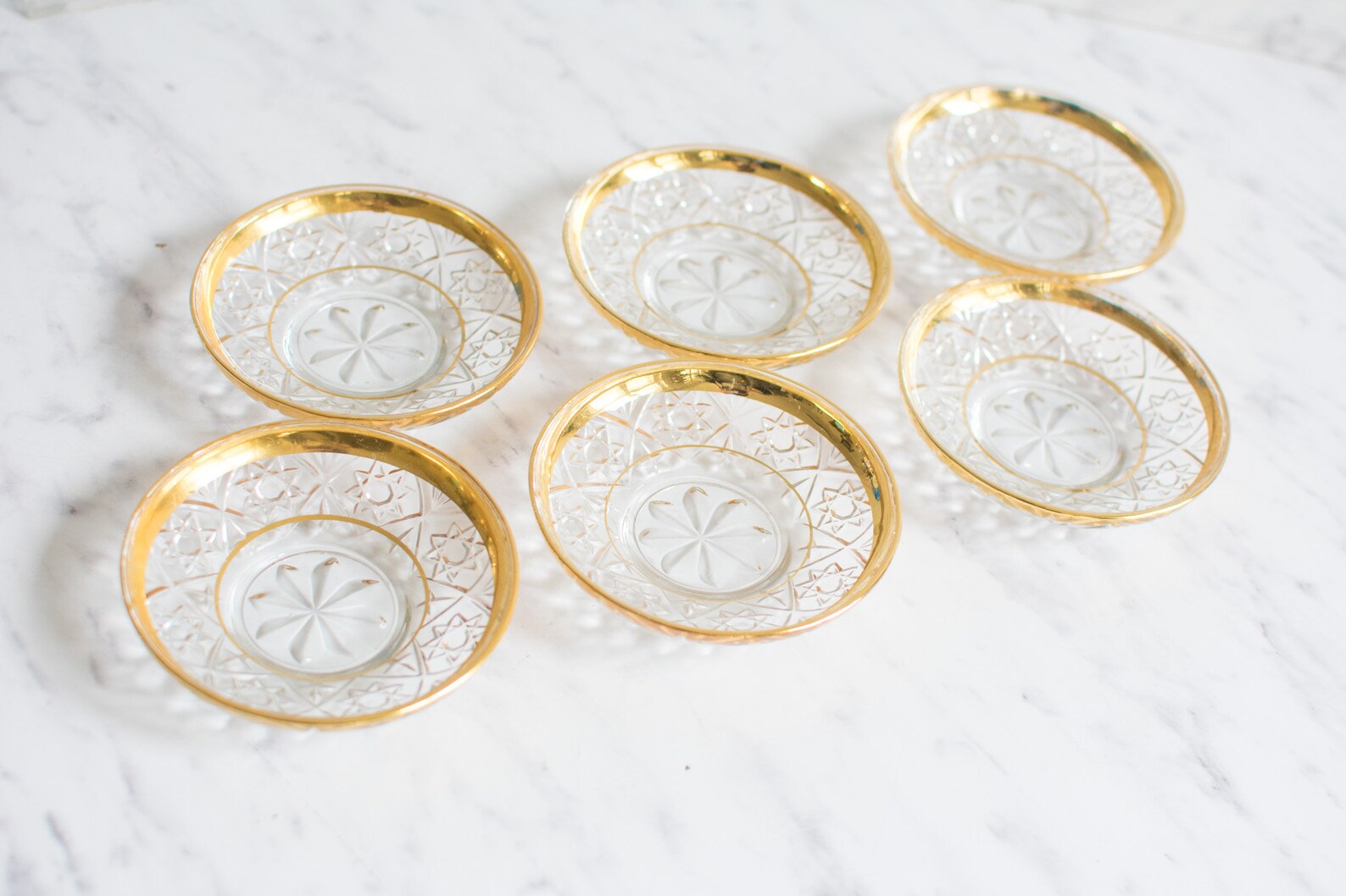 6 glass coasters with gold rim Etsy