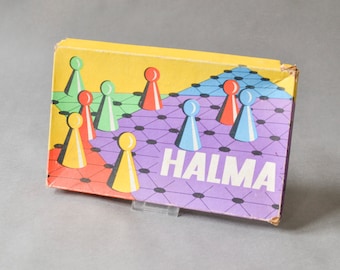 Halma game, board game Halma, vintage board game, wooden game 60s, wooden Halma game, vintage game wood, Halma board game