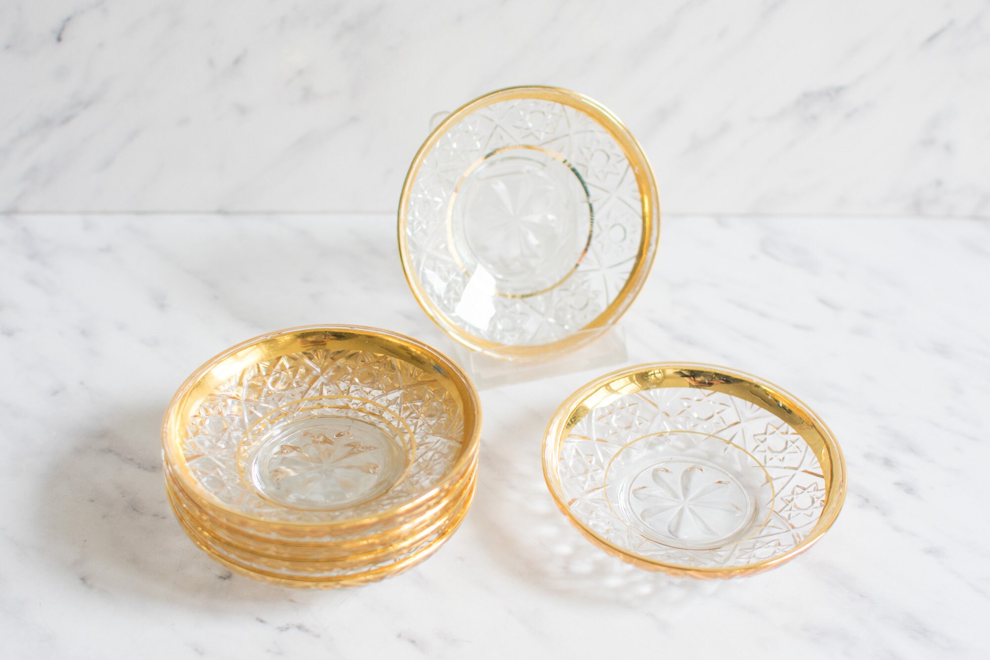 6 glass coasters with gold rim Etsy