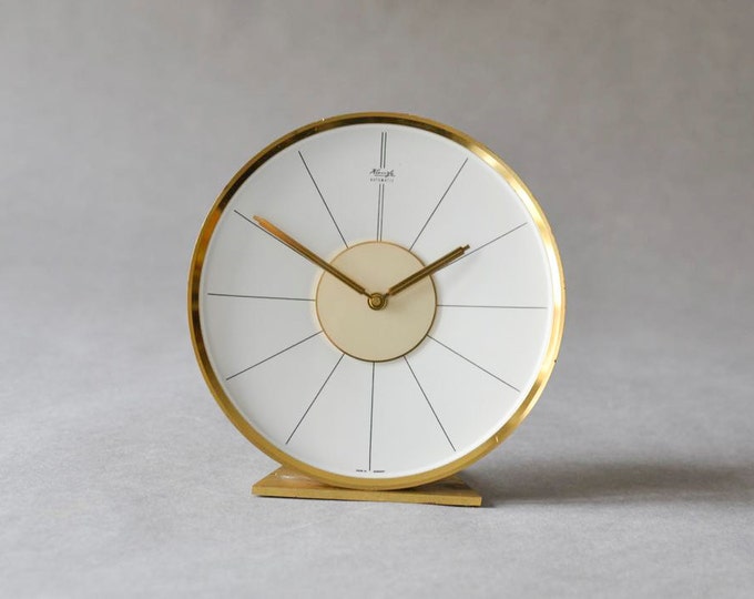 Vintage German Wooden Kienzle Desk Clock Table Clock Midcentury Modern