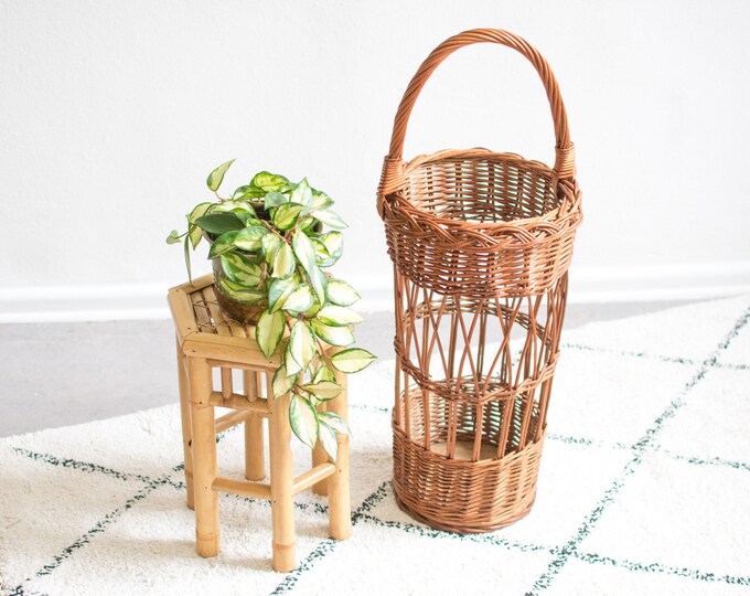 Vintage Rattan Umbrella Stand Etsy